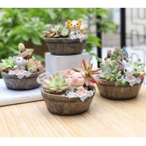 美式乡村多肉树脂花盆DIY创意桌面园艺盆栽花器肉肉小花盆容器