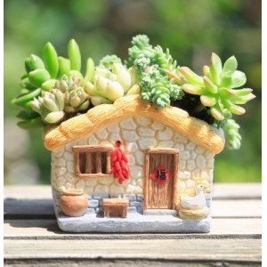 复古卡通多肉花盆装饰树脂多肉植物小花盆桌面微景观园艺绿植盆栽