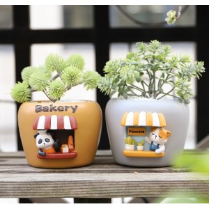 卡通萌宠树脂多肉小花盆家居阳台装饰绿植园艺创意微景观多肉花器